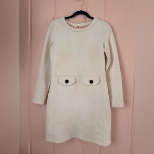 Boden Cream Textured Long-Sleeve Midi Dress sz4